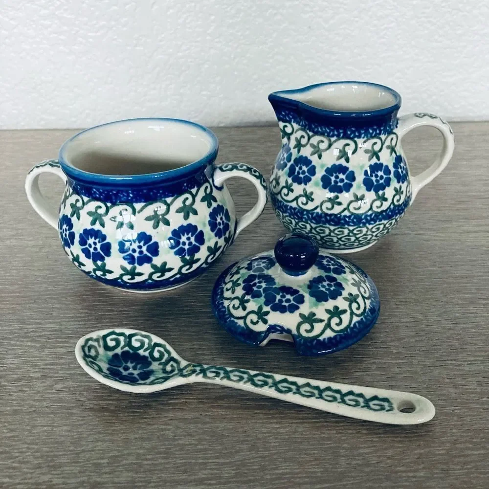 Boleslawiec 5-pc Polish Pottery Coffee Tea Service Set - Picture 5 of 9